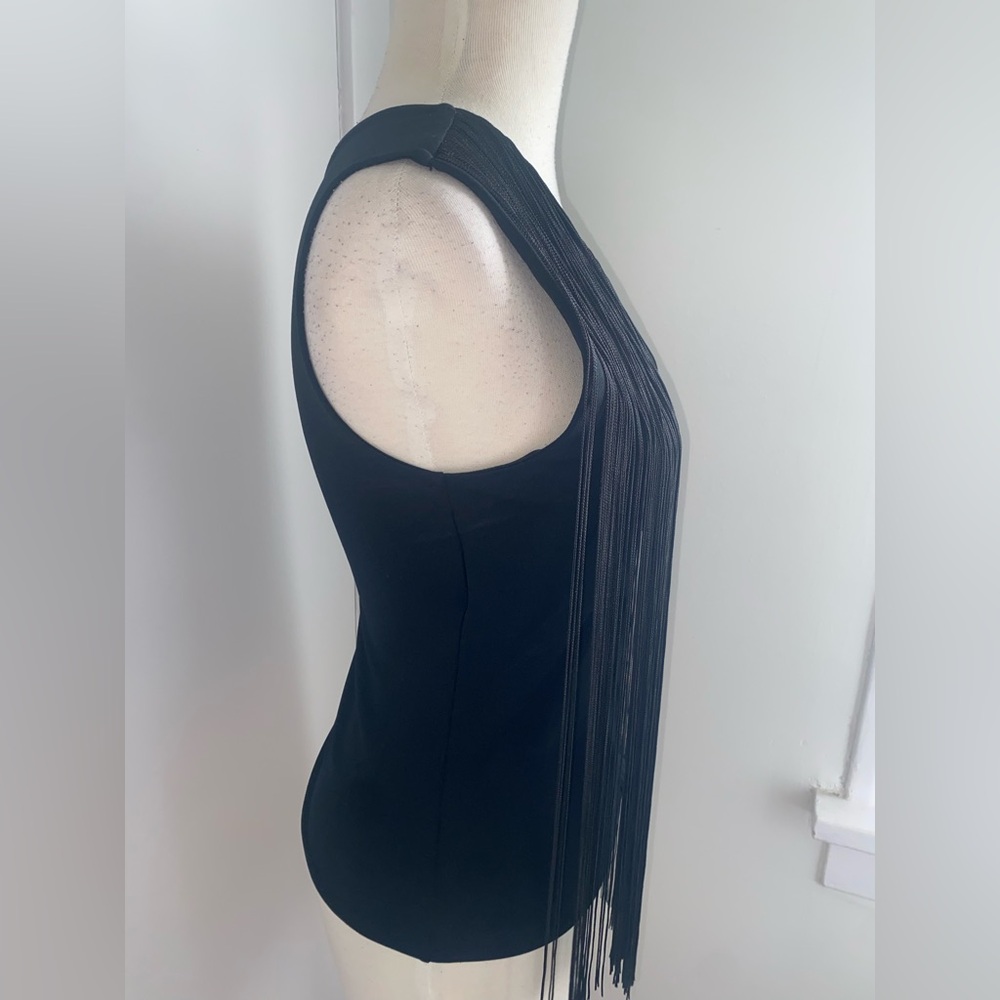 H&M Black One-Shoulder Front Fringe Top - Size S - NEW - Picture 6 of 10